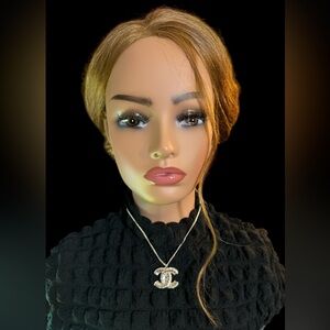 Silver Pendant Necklace with bevel cut white stones